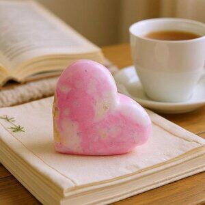 Natural Pink Rhodochrosite Quartz Crystal Heart ✦ Polished Palm Stone ✦ Peru 71g